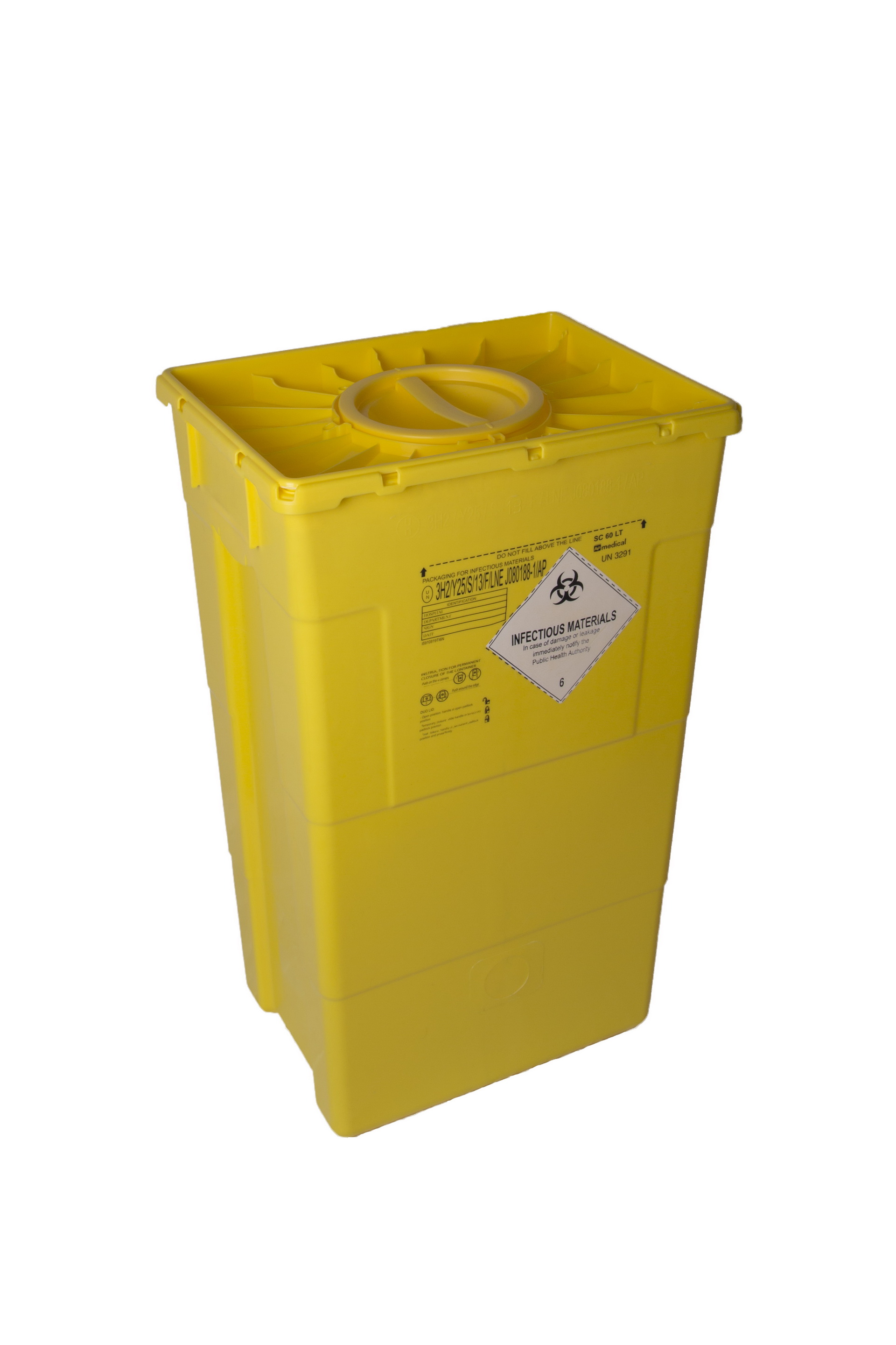 ASP Sharps Bin 60lt Screw Top 650Hx300Wx400L (mm) Ctn5